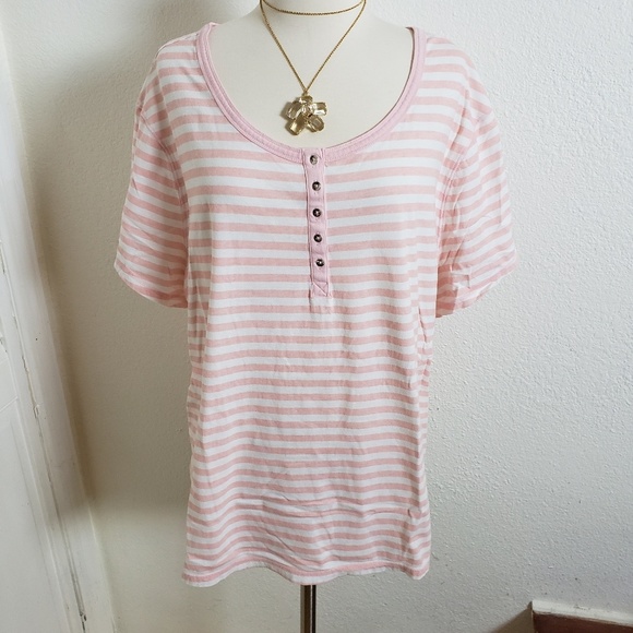 Faded Glory Tops - Faded Glory Pink & White Top